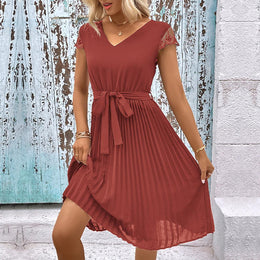 Women V-Neck A-Line Dress