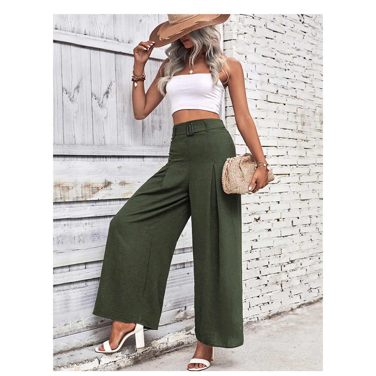 Women Green Mid-Rise Flared Fit Parallel Trousers