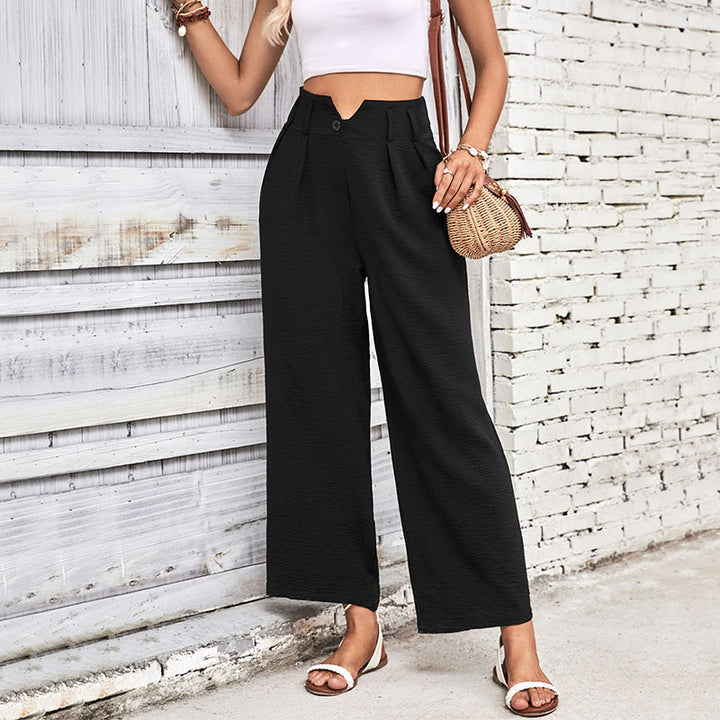 Women Black Loose Fit Pleated Parallel Trousers