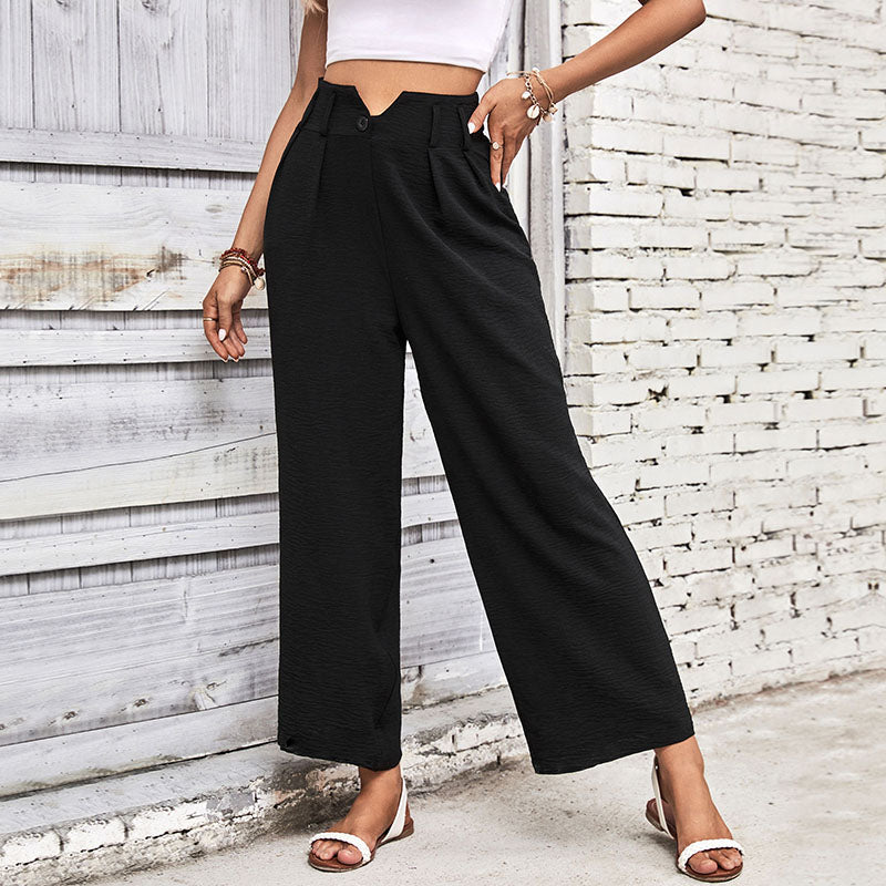 Women Black Loose Fit Pleated Parallel Trousers