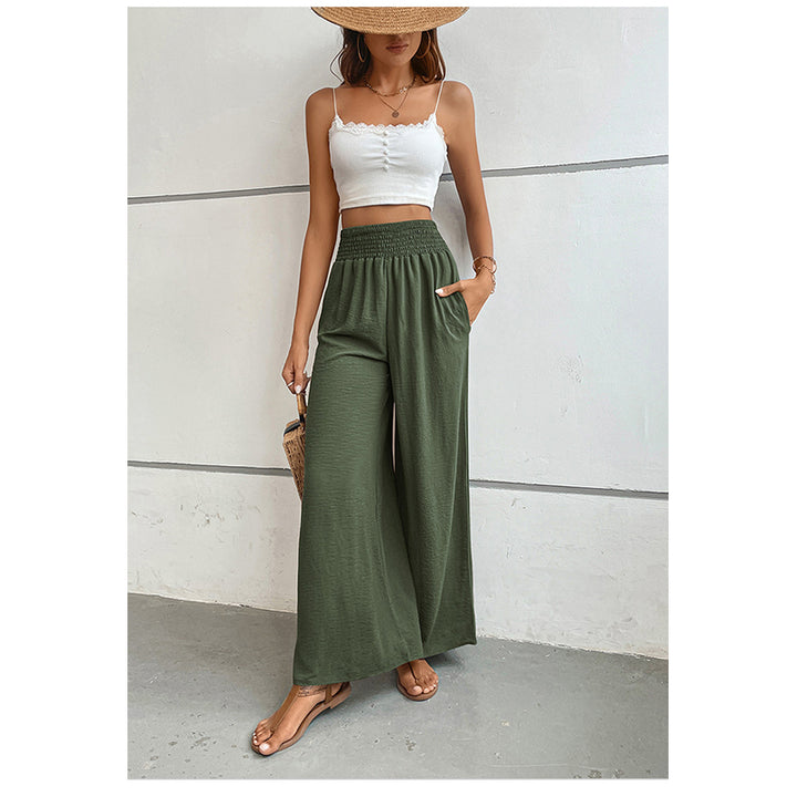 Women Green Flared High-Rise Parallel Trousers