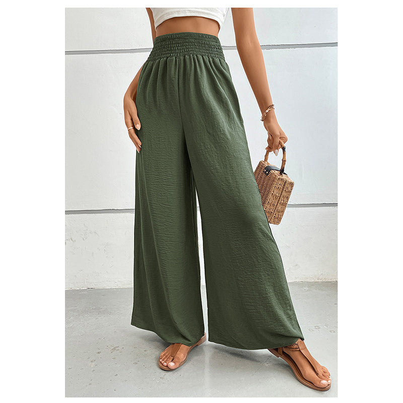 Women Green Flared High-Rise Parallel Trousers