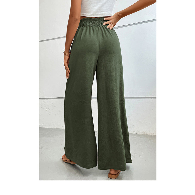 Women Green Flared High-Rise Parallel Trousers