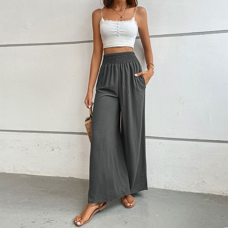 Women Grey Flared High-Rise Parallel Trousers