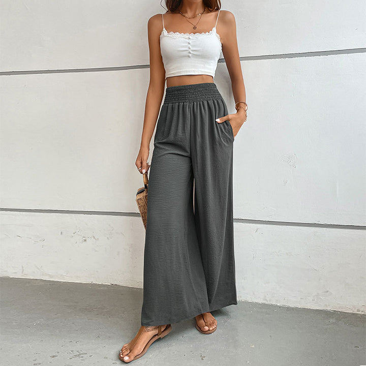 Women Grey Flared High-Rise Parallel Trousers