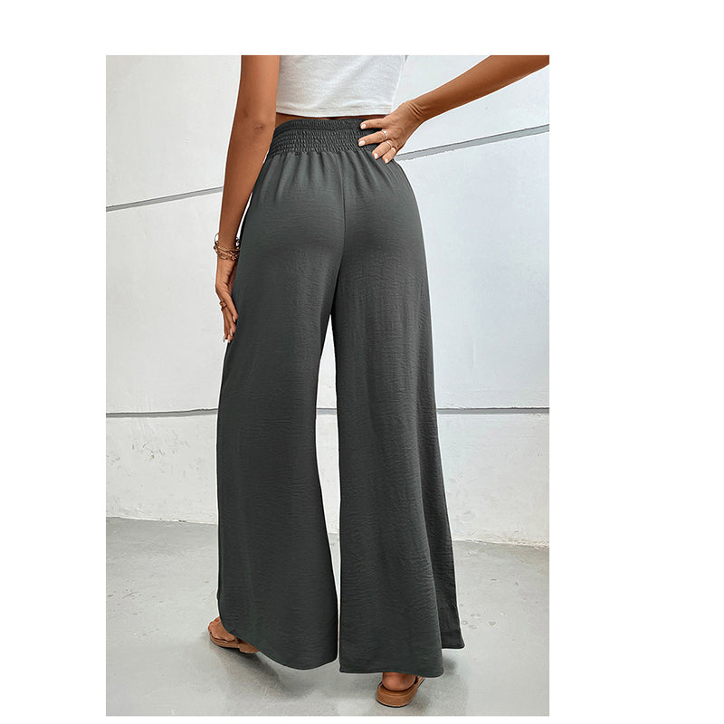 Women Grey Flared High-Rise Parallel Trousers