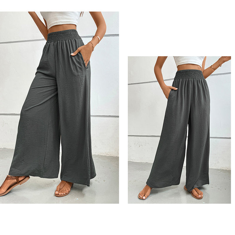 Women Grey Flared High-Rise Parallel Trousers