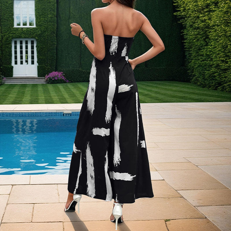 Strapless Printed Basic Jumpsuit