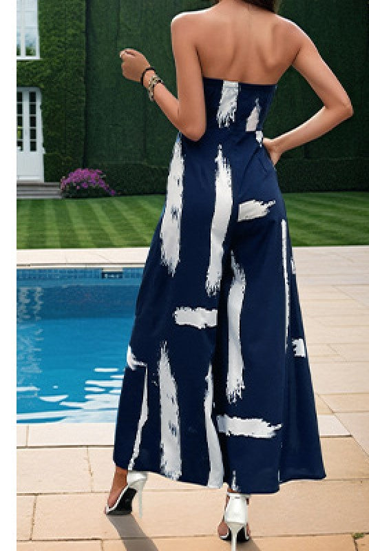 Strapless Printed Basic Jumpsuit