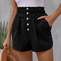 Women Black High-Rise Denim Shorts