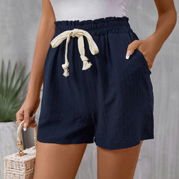 Women Navy Blue High-Rise Denim Shorts
