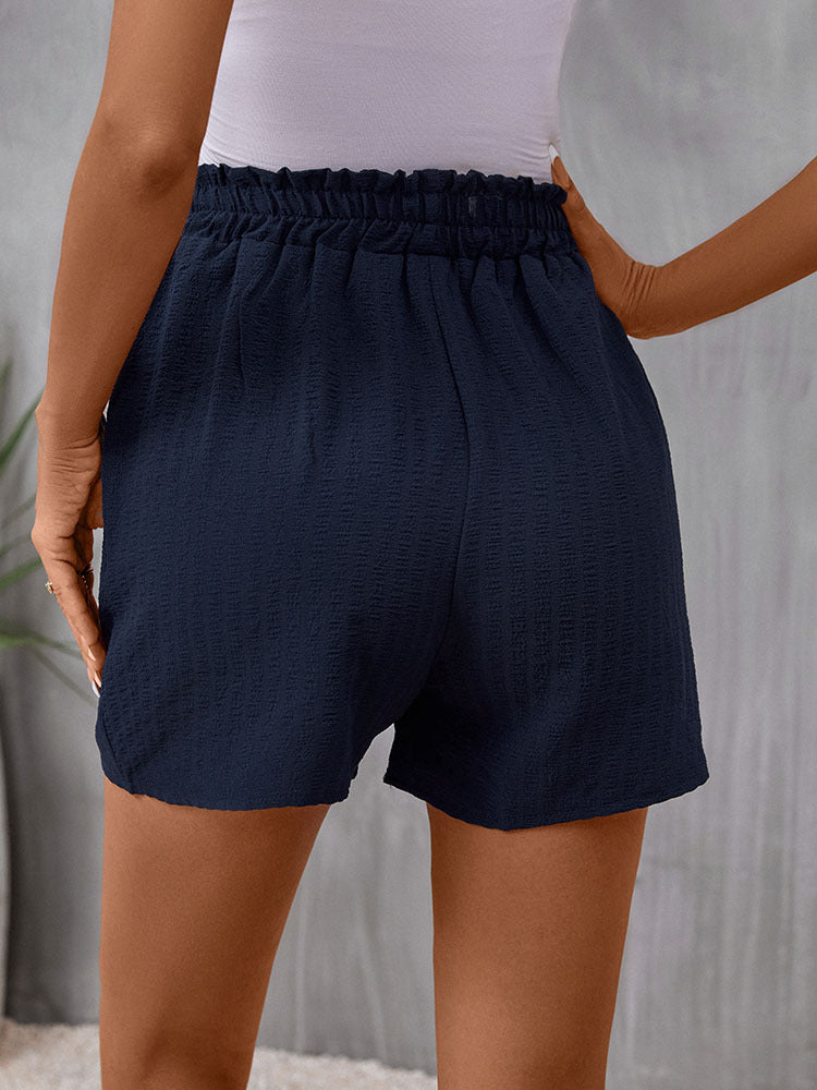Women Navy Blue High-Rise Denim Shorts