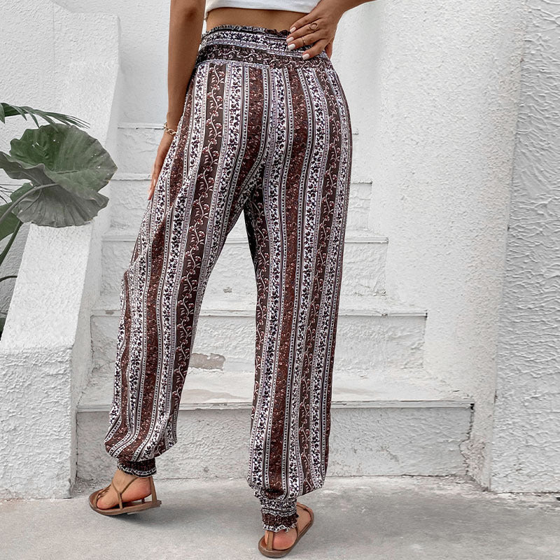Striped Relaxed Fit High-Rise Trousers