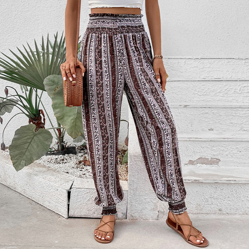 Striped Relaxed Fit High-Rise Trousers