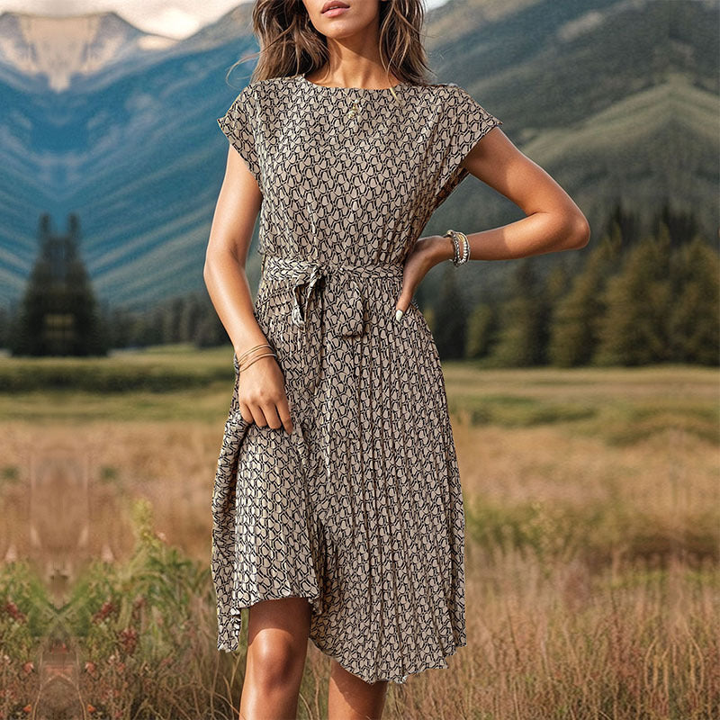 Abstract Print A-Line Dress