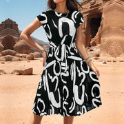Abstract Printed Fit & Flare Midi Dress