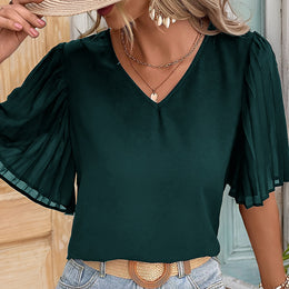 V-Neck Flared Sleeves Casual Top