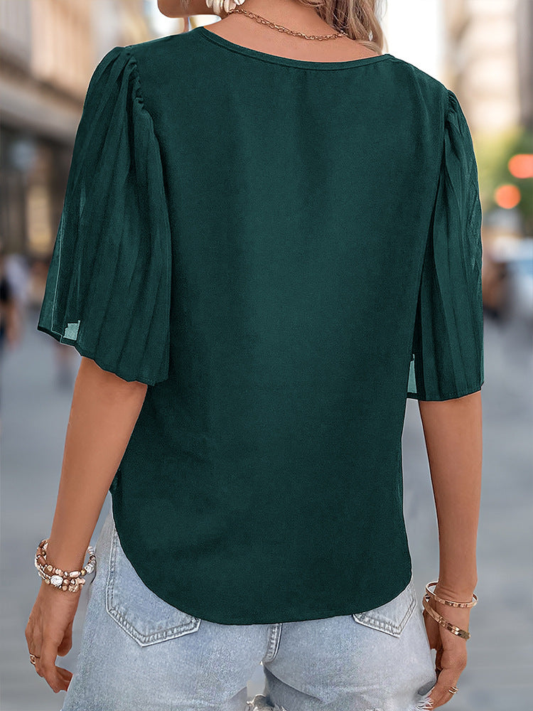V-Neck Flared Sleeves Casual Top