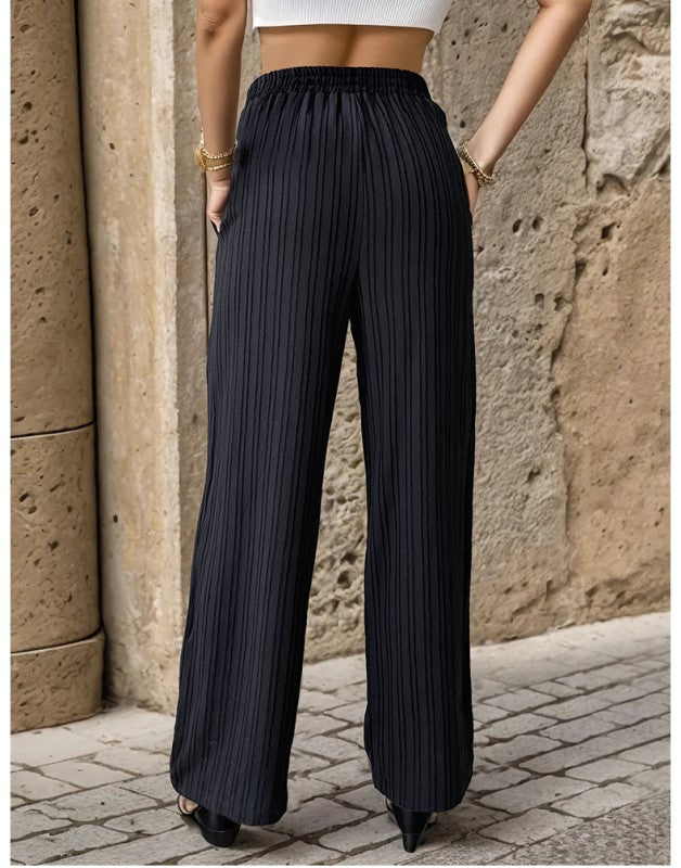 Women Black Mid-Rise Parallel Trousers
