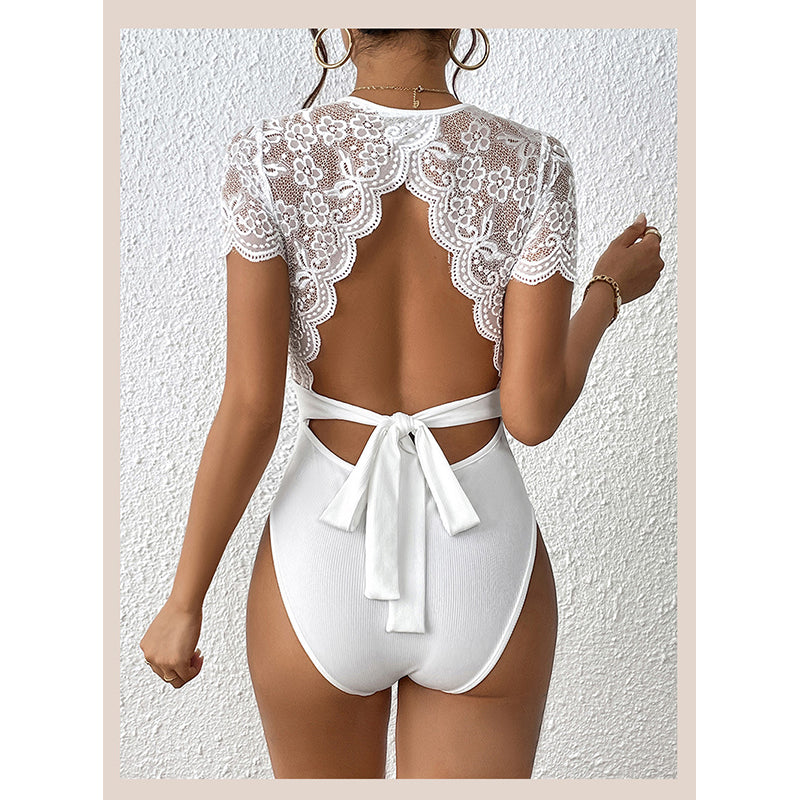White Round Neck Fitted Top