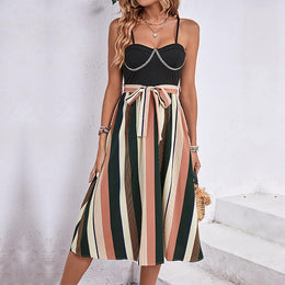 Colourblocked Crepe Fit & Flare Midi Dress