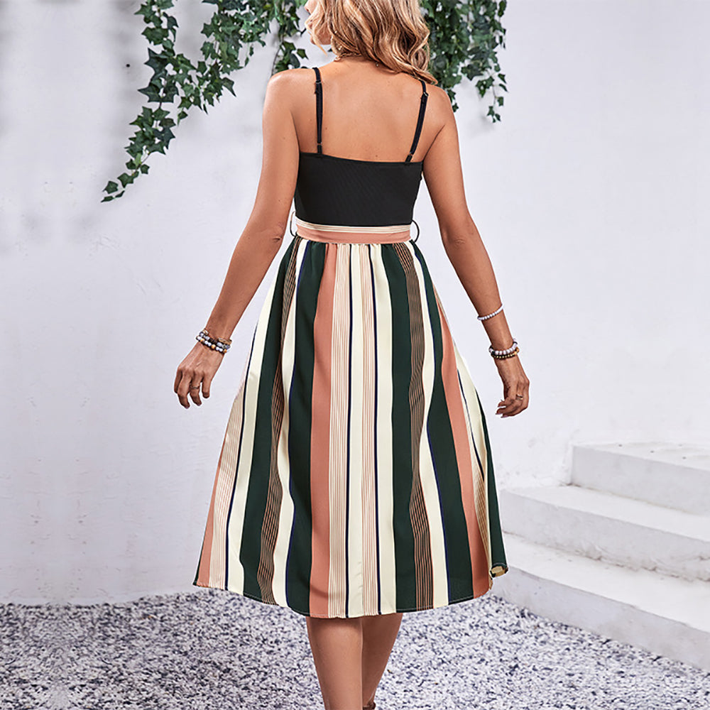 Colourblocked Crepe Fit & Flare Midi Dress