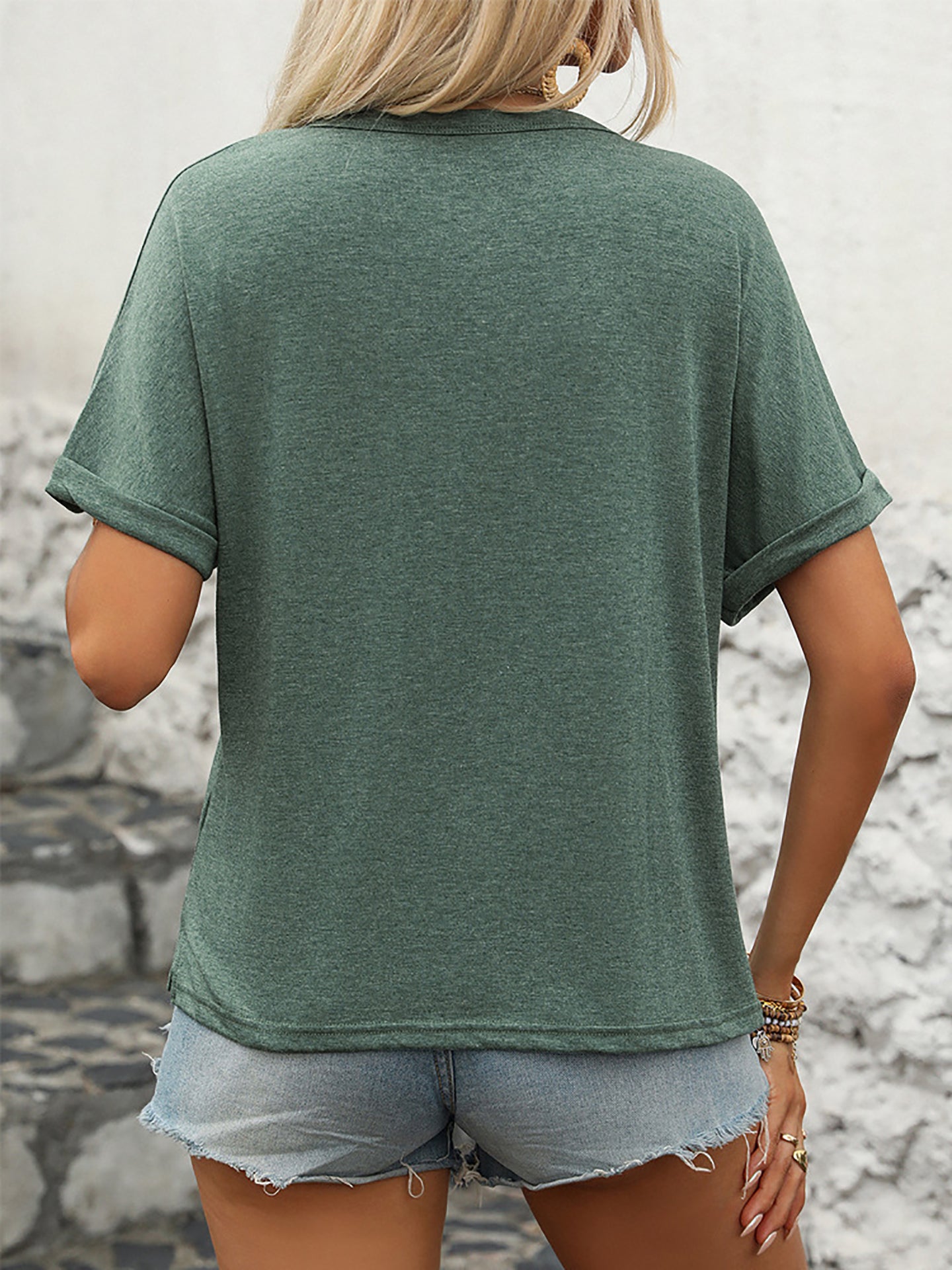 Women Solid Round Neck Top