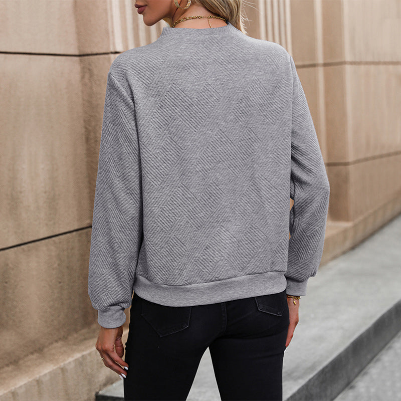 Grey V-Neck Pullover Sweatshirt