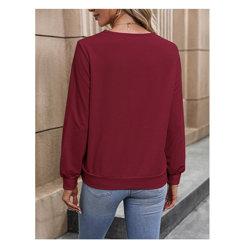Maroon V Neck Regular Top