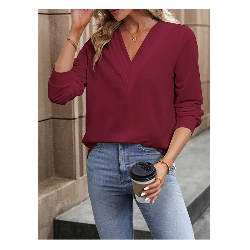 Maroon V Neck Regular Top