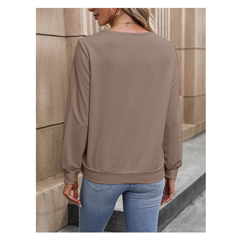 Brown V-Neck Georgette Top