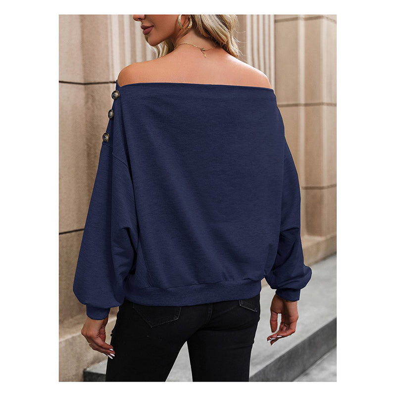Navy Blue Off Shoulder Regular Top