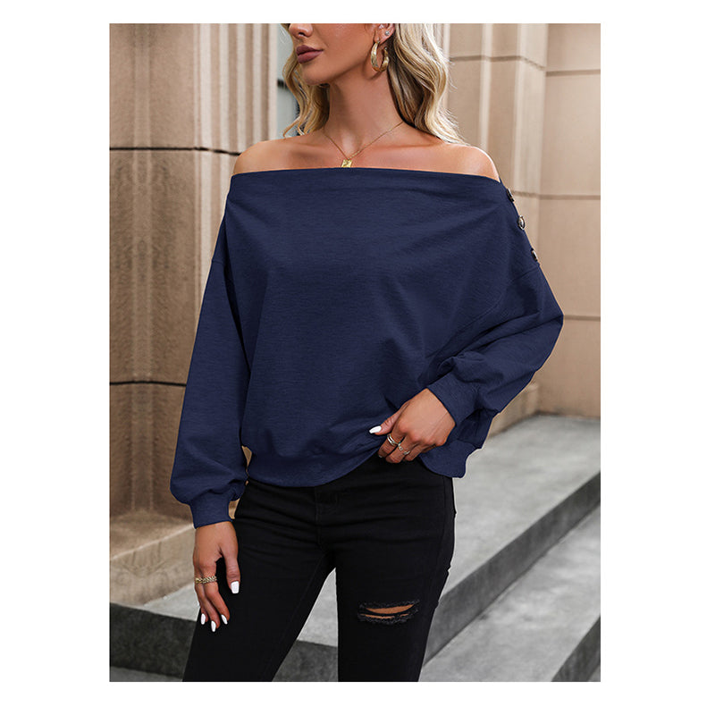 Navy Blue Off Shoulder Regular Top
