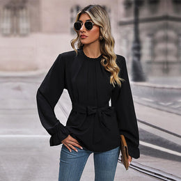 Women Solid Round Neck Top