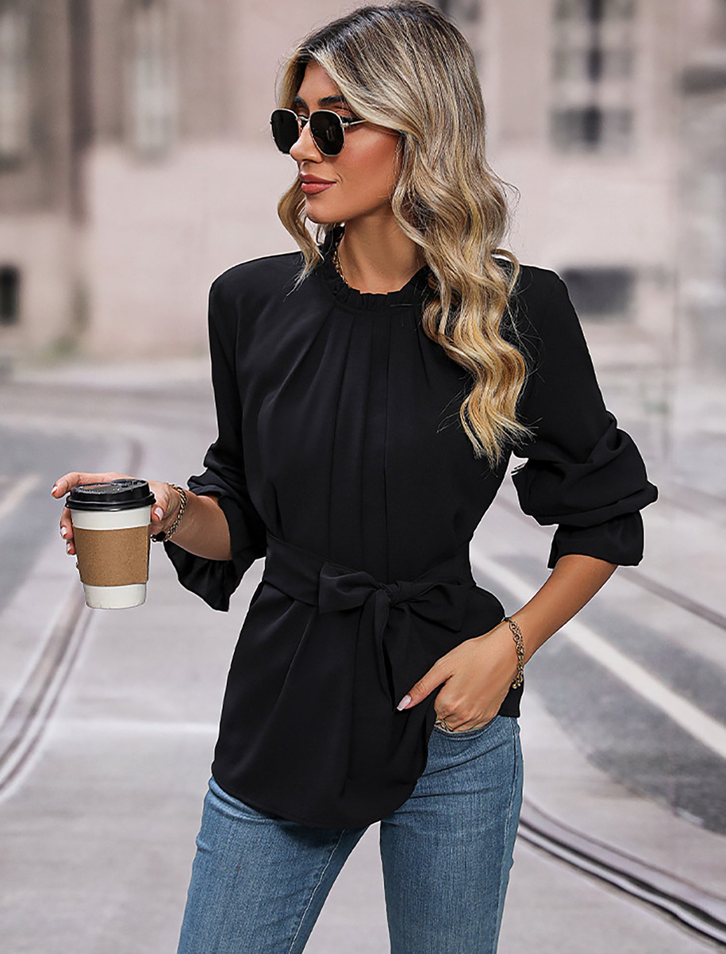 Women Solid Round Neck Top