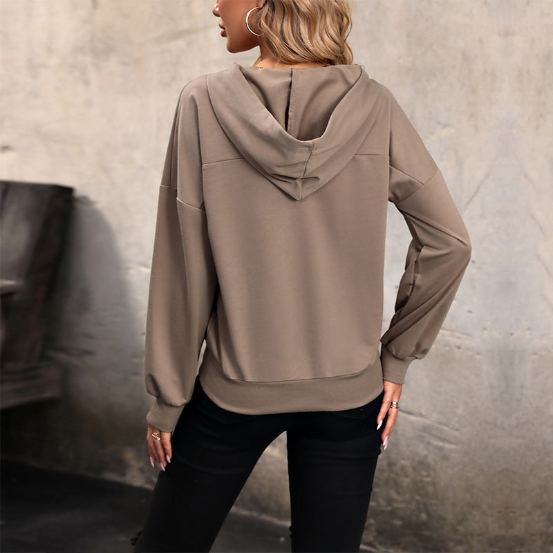 Brown Hooded Pullover Sweatshirt