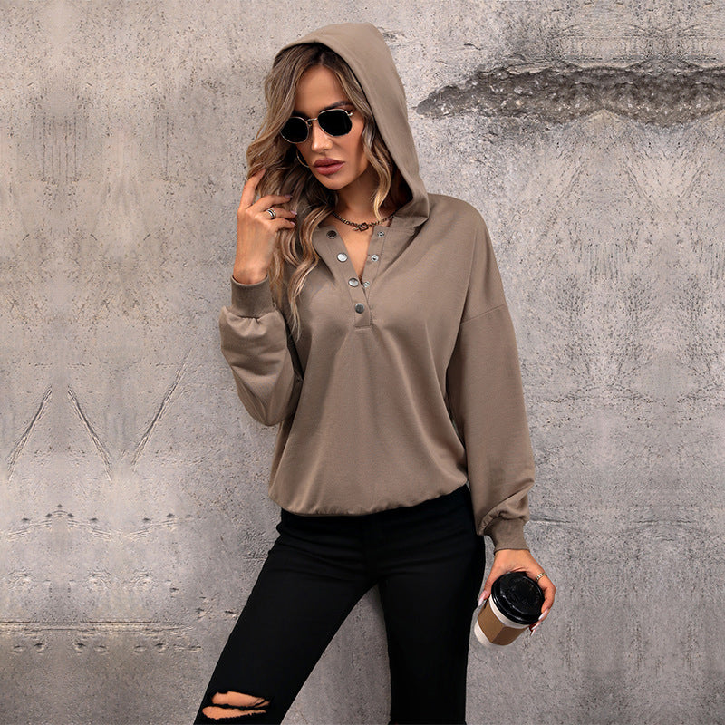 Brown Hooded Pullover Sweatshirt