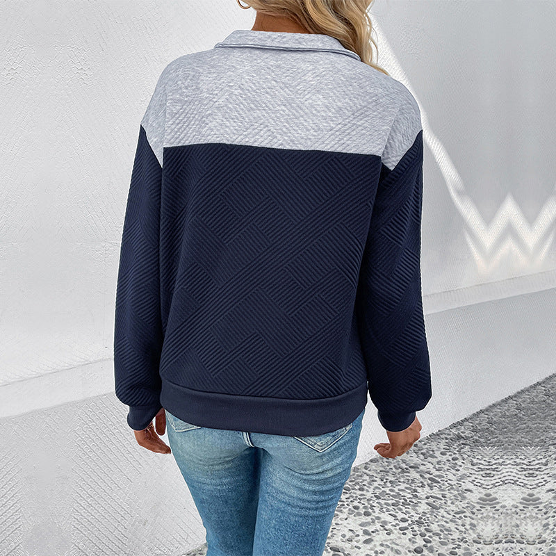 Navy Blue & Grey Colourblocked Sweatshirt