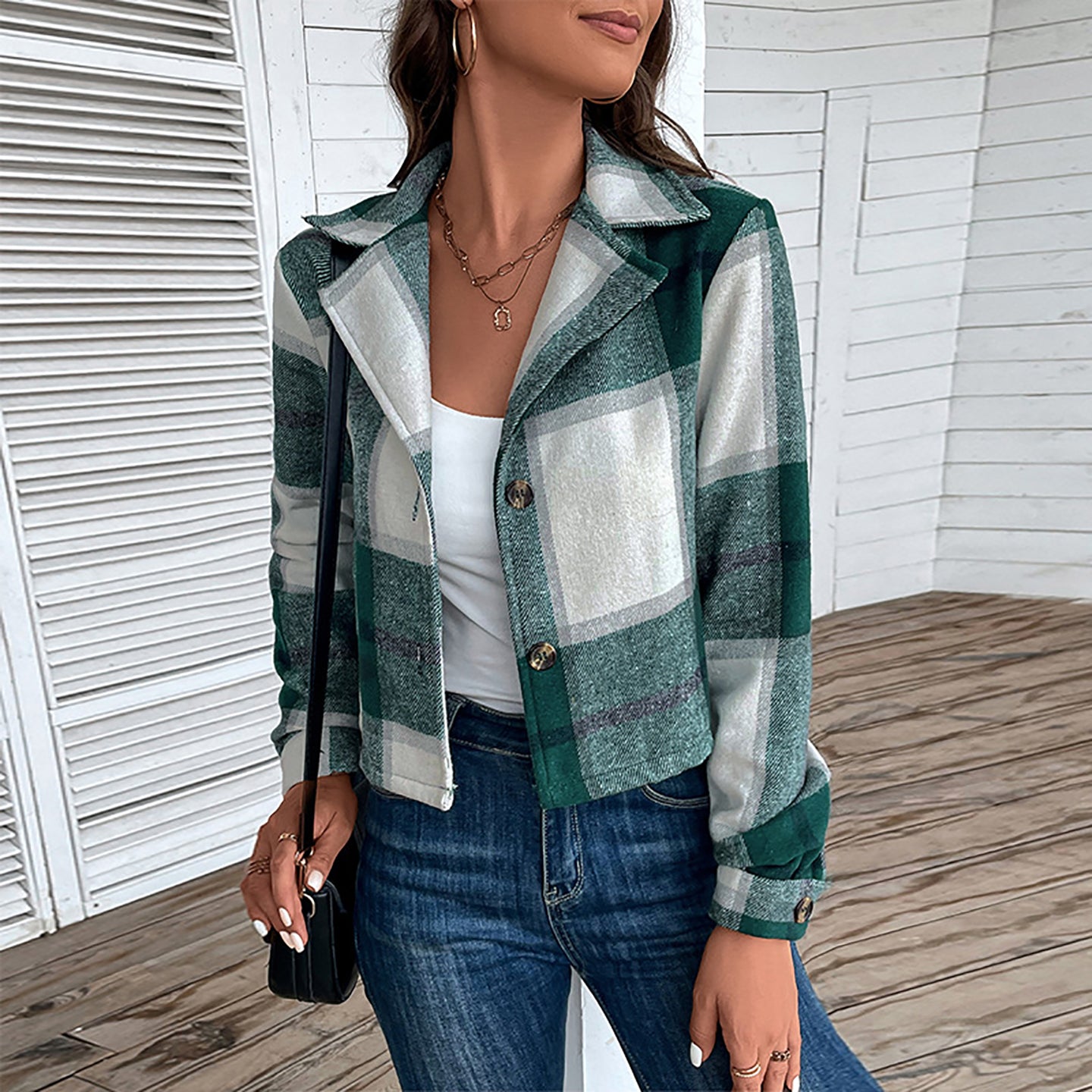 Women Checked Lightweight Open Front Jacket