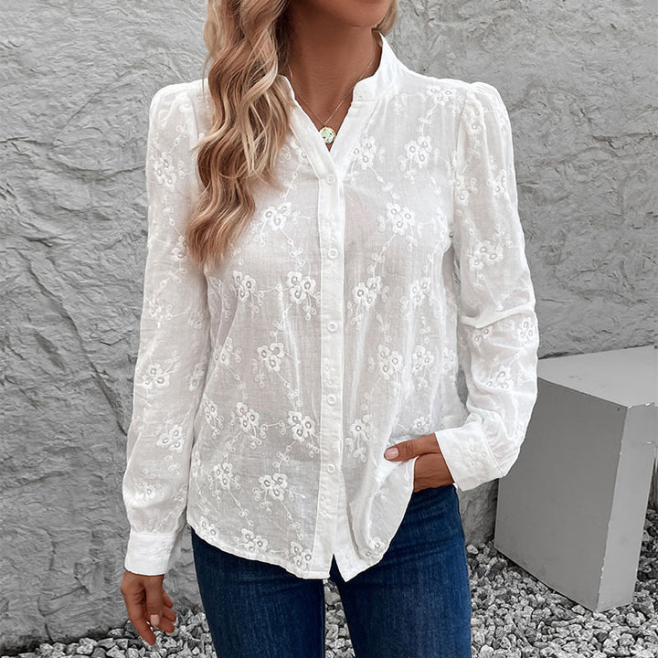 Women Floral Printed Mandarin Collar Top