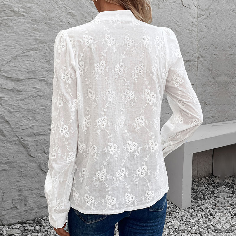 Women Floral Printed Mandarin Collar Top