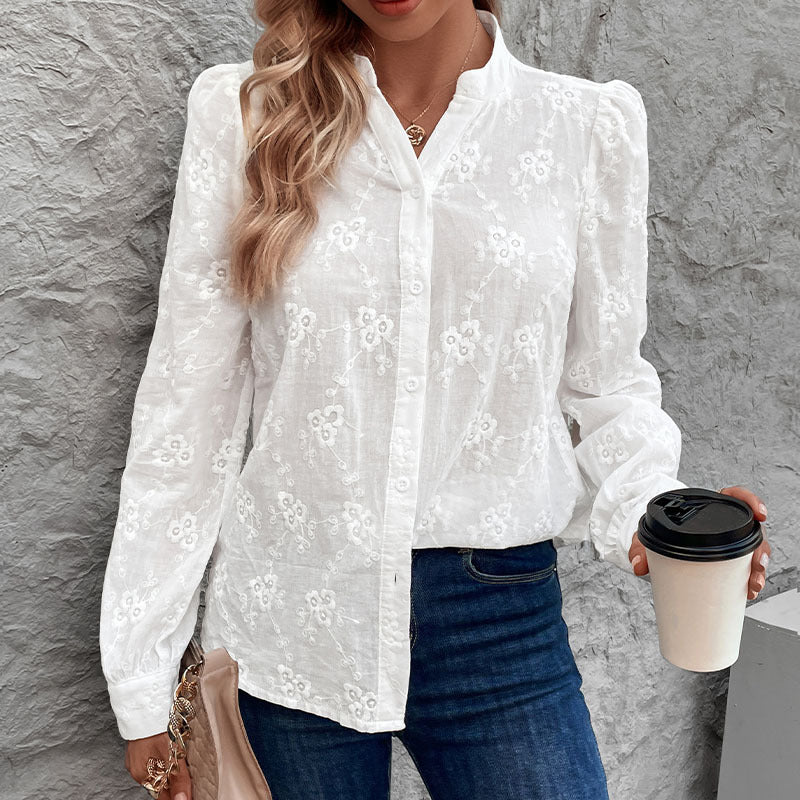 Women Floral Printed Mandarin Collar Top