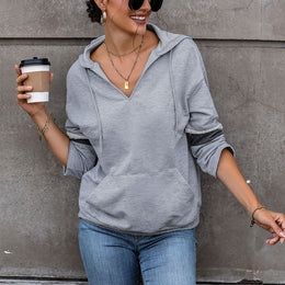 Grey Hooded Drop Shoulder Sleeves Regular Top