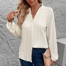 Women Solid Mandarin Collar Top