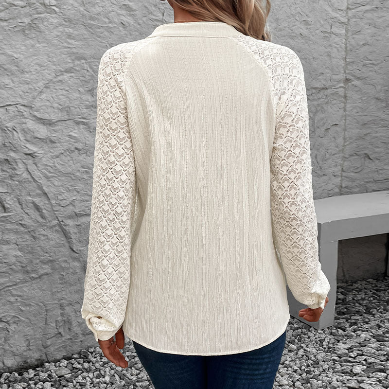 Women Solid Mandarin Collar Top