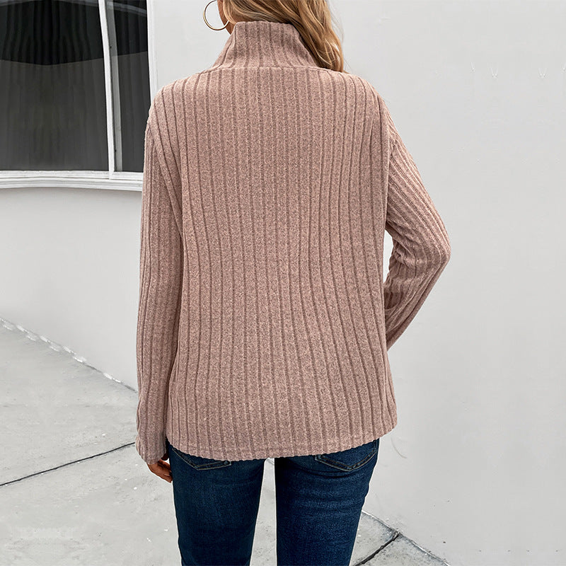 Khaki Self Design High Neck Top