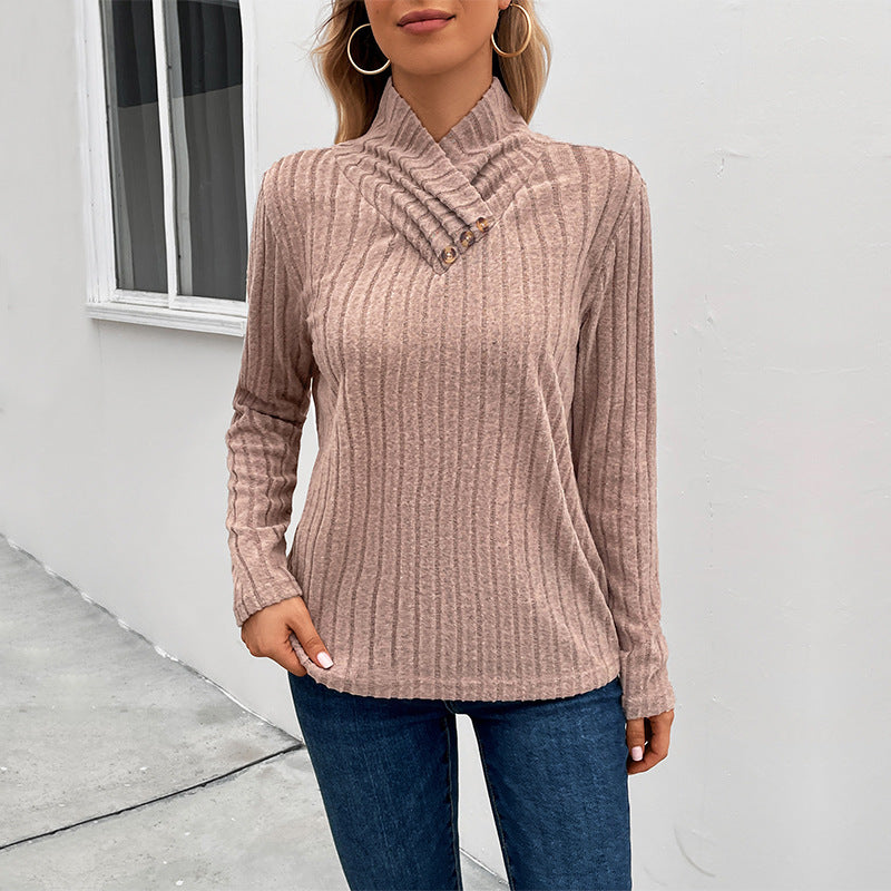 Khaki Self Design High Neck Top