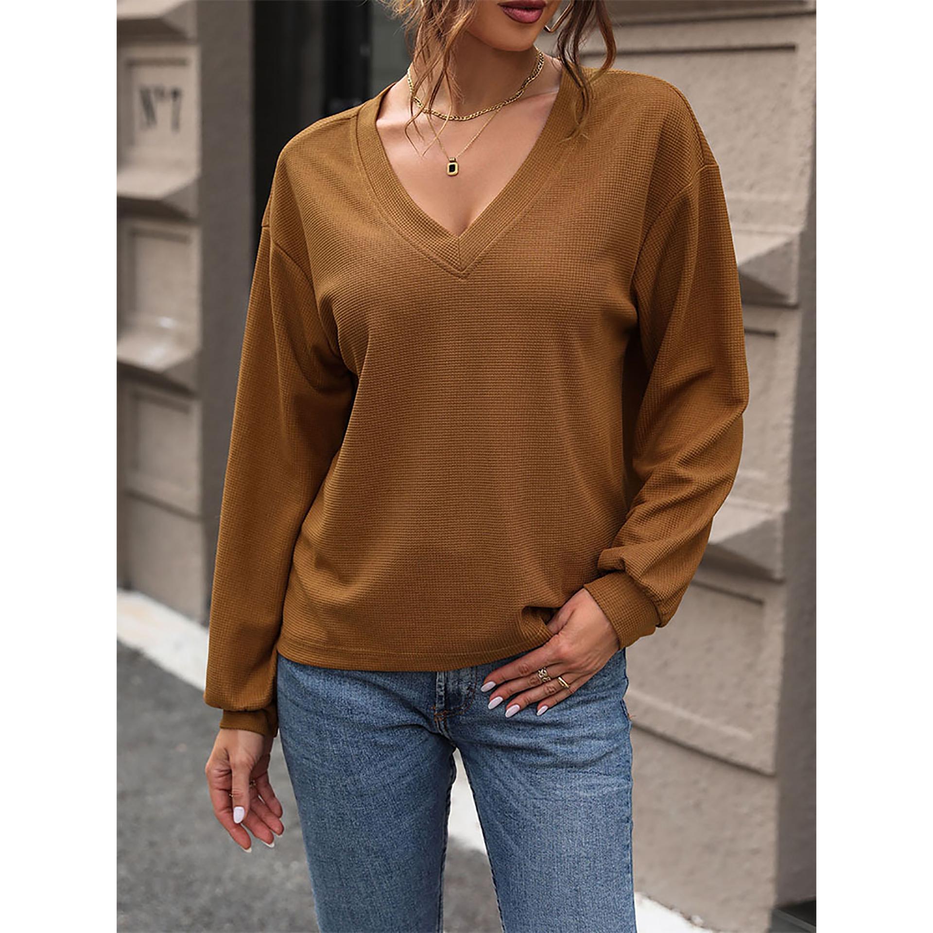 Women Solid V-Neck Top