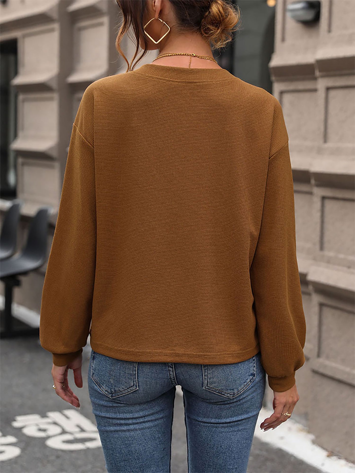 Women Solid V-Neck Top