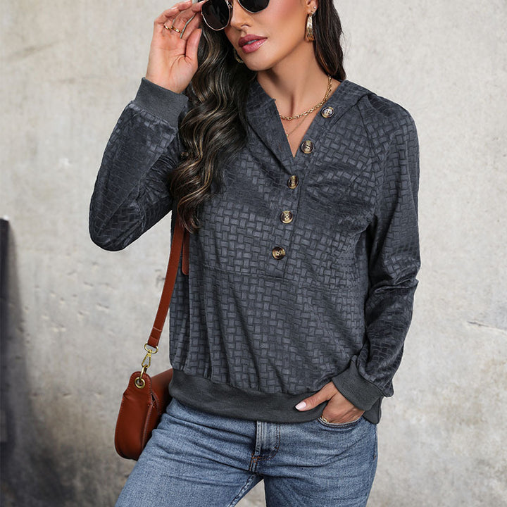Grey Self Design Hooded Sweatshirt